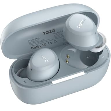 TOZO A1 イヤホン bluetooth ワイヤレスイヤホン 中低音域 暖色系音質 小型軽量 マイク付き 通話時ENC ノイズキャンセリング カスタムEQ アプリ対応 防水 最大約32時間の連続再生 ぶるーとゅーす イヤフォン USB-C充電 カナル型 スポーツ/通勤/通学/WEB会議（ブルー