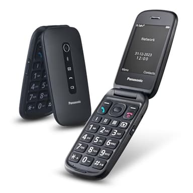 Panasonic KX-TU550EXB 4G Essentials Clamshell Mobile Phone for Elderly, 1.2MP Camera, Senior Phone with Large 2.8" Display, 300 Hours Standby Time, Black