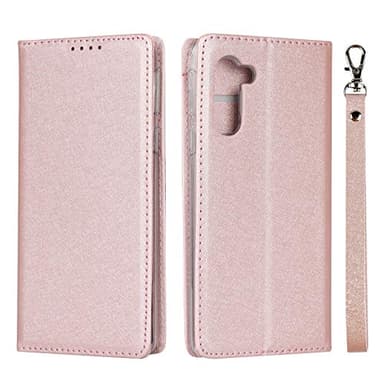 Pelanty for シンプルスマホ5 A001SH ケース手帳型 for Sharp Senior Simple Smartphone 5 財布型カバー case PUレザー 薄型 スマホケース ストラップ付き ベルトなし カード収納 マグネット式 スタンド機能 シャップ シンプルスマホ5 A001SH Simply 5 携帯カバー 滑り止め 耐衝撃 軽量 (ピンク)